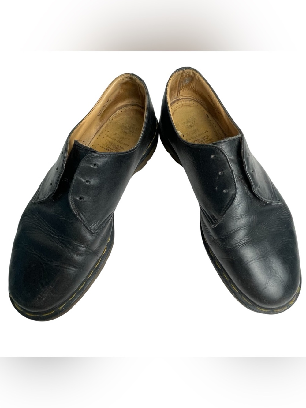 Dr. Martens VTG Black Leather 1461 Black Leather 3 eyelet Oxford shoe UK 11 READ
